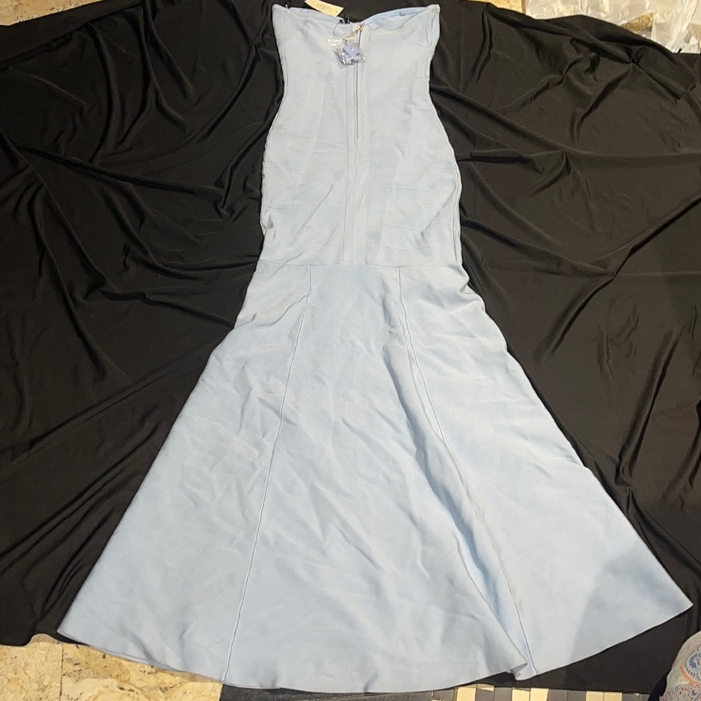New Marciano With Love BANDAGE Long Gown Baby Blue Bodycon M - Picture 7 of 15